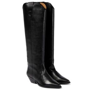 NEW IN BOX Isabel Marant Black Denvee Knee High Cowboy Boots Leather 39